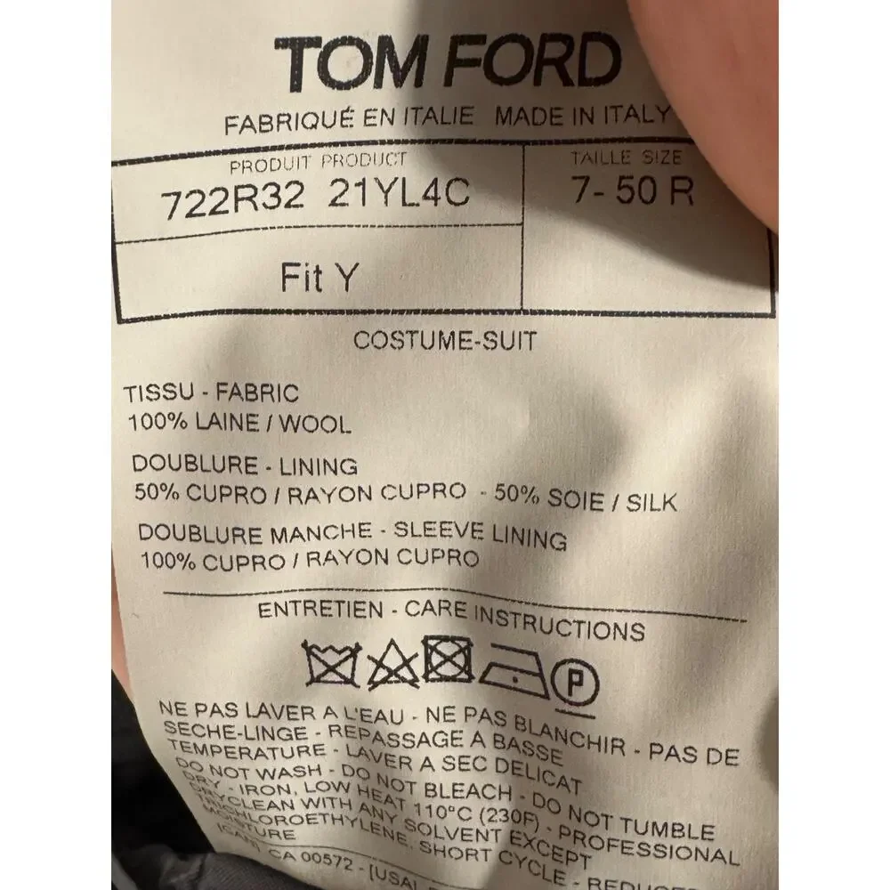 Tom Ford Gray Checked Suit Wool 2PC Peak Lapel O'Connor 50 40R